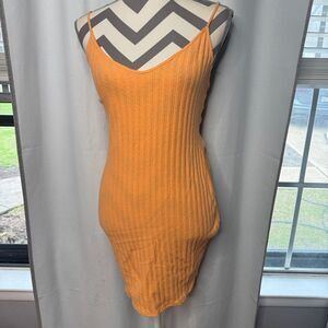 Ribbed orange midi dress - fashion Nova